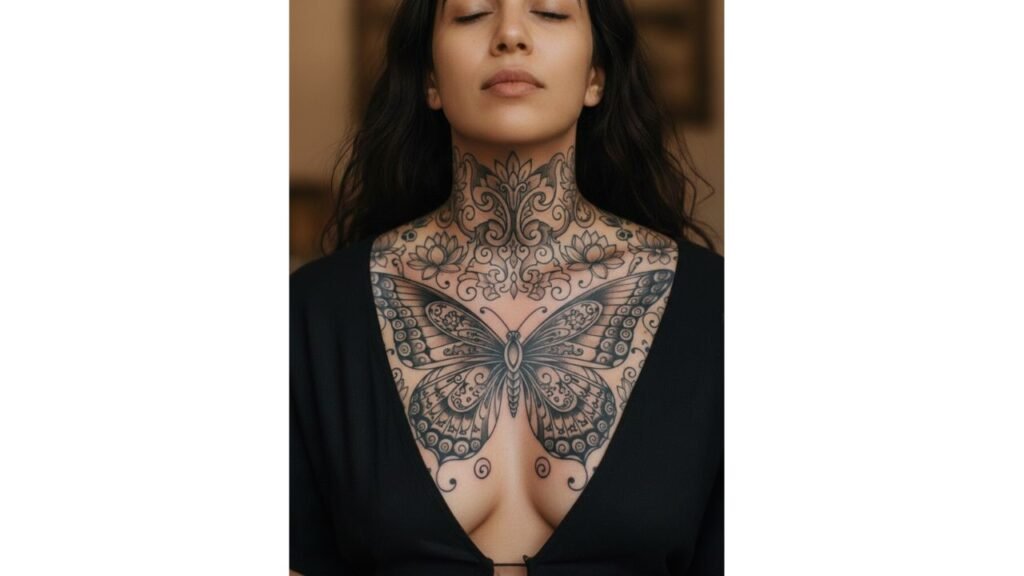 Butterfly Chest Tattoos for Women