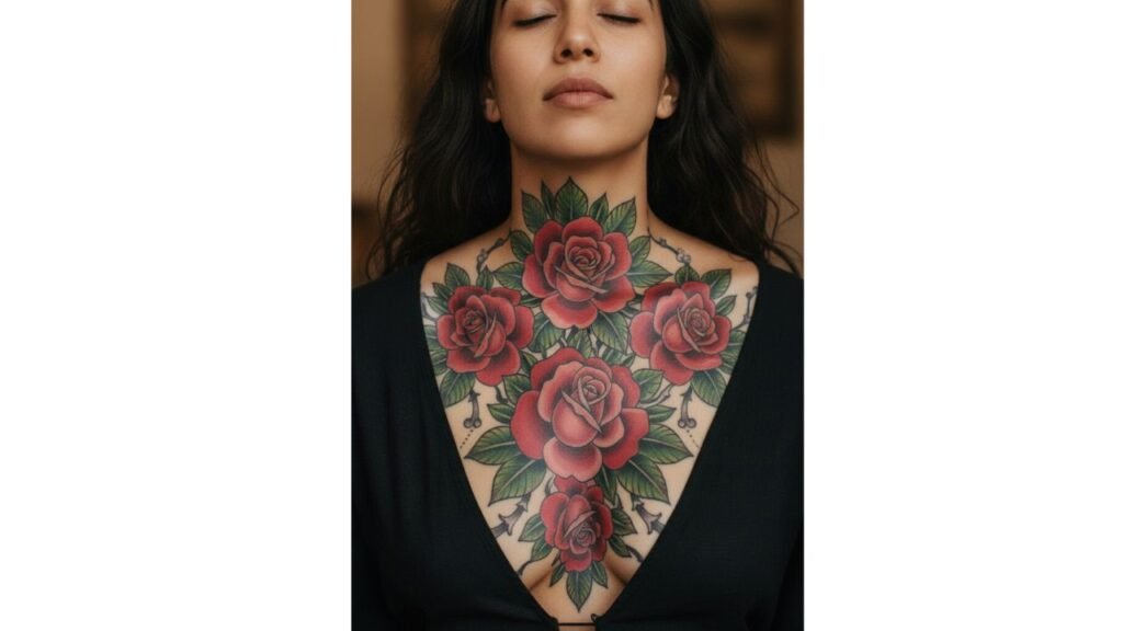 Chest Tattoos for Women – Roses
