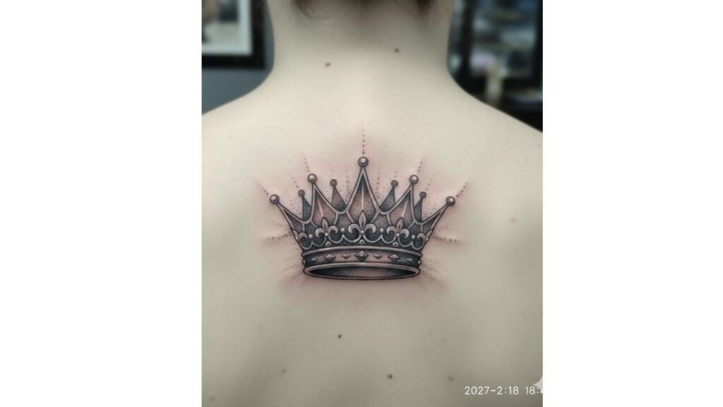 Baby crown tattoo symbolizing love, pride, and the precious value of a child with a small elegant design.