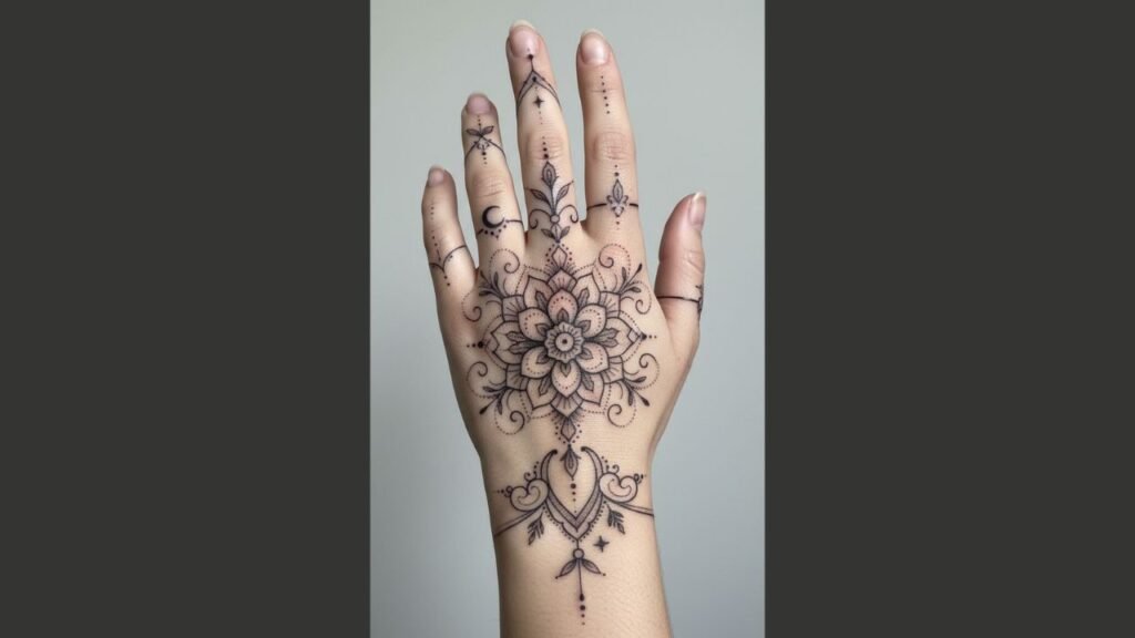 Elegant hand tattoo for women with fine-line design symbolizing sophistication and femininity