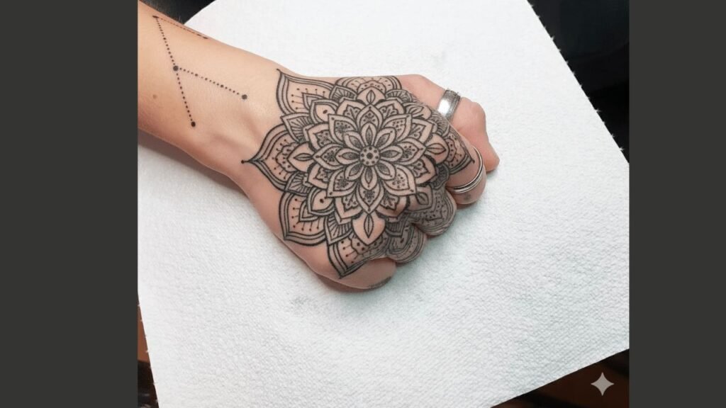 Flower hand tattoo for women symbolizing beauty, growth, and feminine elegance