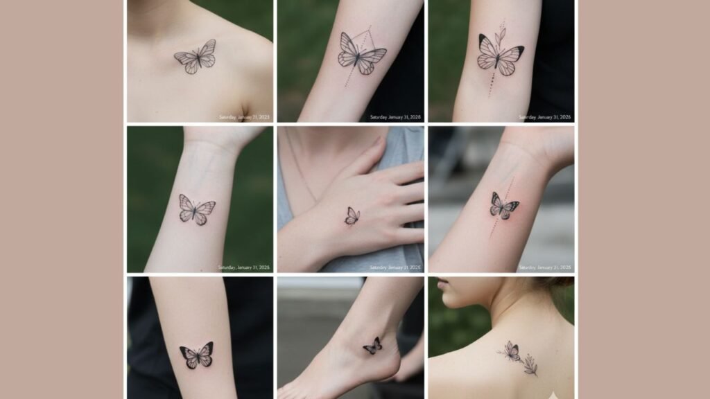 Small butterfly tattoo for women featuring a delicate design symbolizing transformation and freedom
