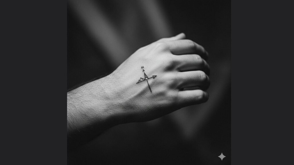 Small cross tattoo for men featuring a simple minimalist cross on the wrist, symbolizing faith and spiritual strength.