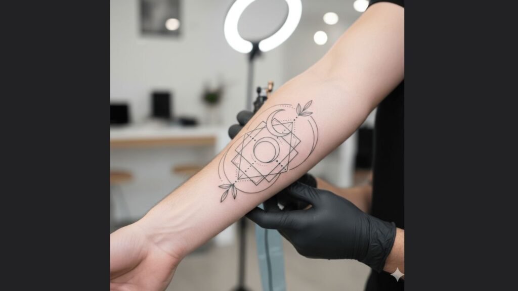 Small forearm tattoo for men featuring a minimalist arrow, symbol, or letter on the inner or outer forearm.