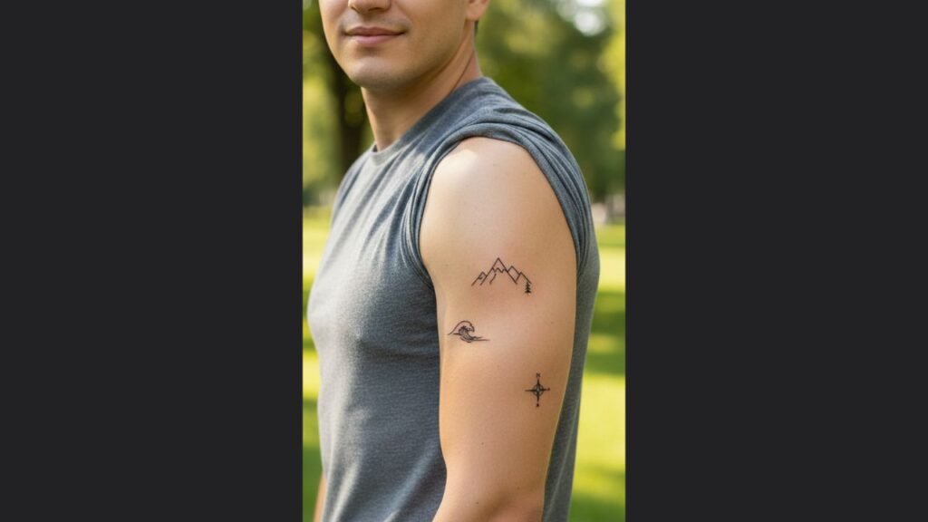 Small symbol tattoo for men featuring a minimalist icon like an arrow or anchor representing strength and meaning