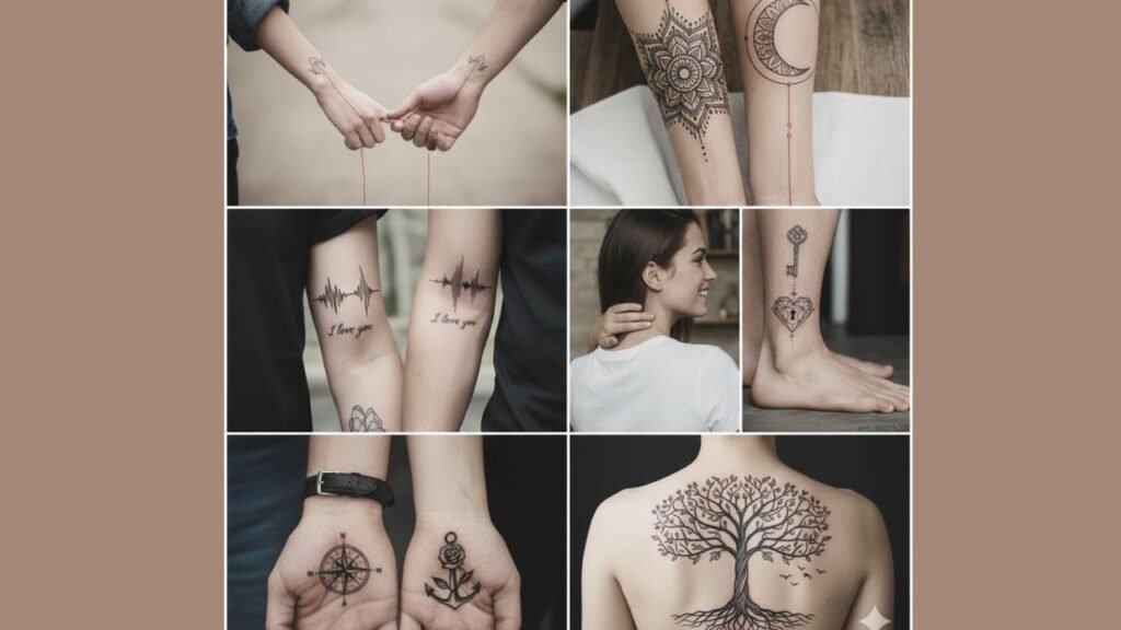 True love couple tattoos featuring heart and infinity symbols on wrists or forearms, representing eternal love and trust.